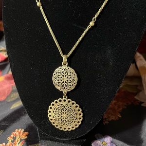 NWT Lucky Brand Long Openwork Double Pendant Necklace